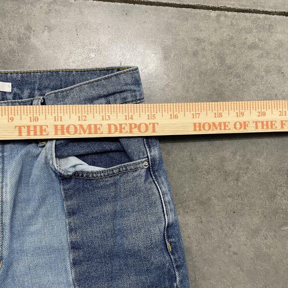 Pacsun Colorblock Patchwork Jeans Womens 29 Blue High Rise Straight Raw Hem - Picture 2 of 6